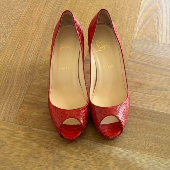 Christian Louboutin No Matter 85 Watersnake Lucido, Rouge Lipstick Red 40 - Picture 9 of 9